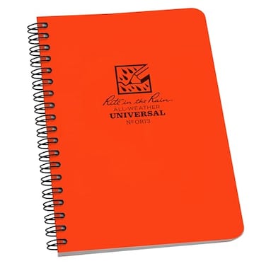 Rite in the Rain Weatherproof Side Spiral Notebook 4625 x 7 Orange Cover Universal Pattern No OR73