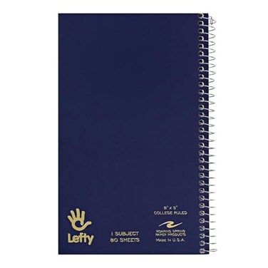 ROARING SPRING Roaring Spring Lefty Spiral Journal College Ruled Small Left Handed Notebook 8 x 5 80 Sheets Assorted Color Covers
