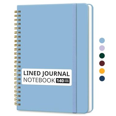 Taja Lined Spiral Journal Notebook for Women Men 140 Pages College Ruled Hardcover Notebook for Work Note Taking Journals for Writing A557 x 79 Blue