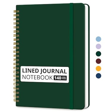Taja Lined Spiral Journal Notebook for Women Men 140 Pages College Ruled Hardcover Notebook for Work Note Taking Journals for Writing A557 x 79 Dark Green