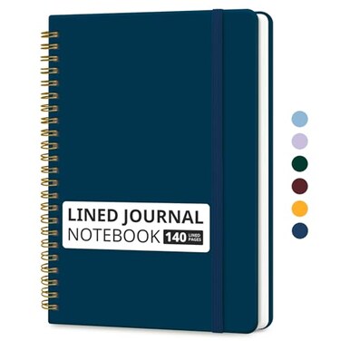 Taja Lined Spiral Journal Notebook for Women Men 140 Pages College Ruled Hardcover Notebook for Work Note Taking Journals for Writing A557 x 79 Navy