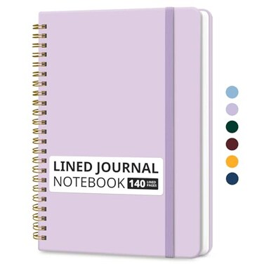 Taja Lined Spiral Journal Notebook for Women Men 140 Pages College Ruled Hardcover Notebook for Work Note Taking Journals for Writing A557 x 79 Purple