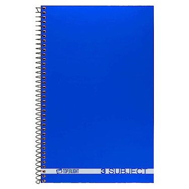 Top Flight Boss Poly Cover 3Subject Wirebound Notebook 108 Sheets College Rule 95 x 6 Inches 1 Notebook Cover Color May Vary 43002