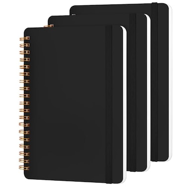 Utron 3 PCS Small Spiral Notebook 5x7 Notebooks for Note Taking Black Spiral Journal Notebook Work Notebook Small Notebooks 5x7 with Strap Cute Notebooks for Women 70 SheetsNote Books