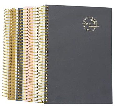 Yansanido Large Spiral Notebook 5 Pcs B5 Thick Paper Hardcover 7mm College Ruled 5 Colors 150 Sheets 300 Pages Journals for Study Work Travel and Notes 5 Color