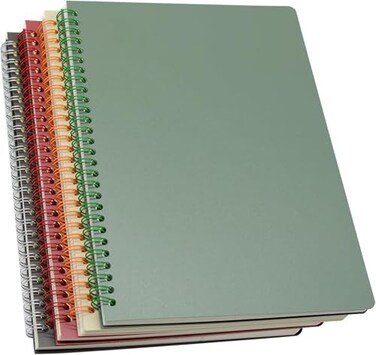 Yansanido Spiral Notebook 4 Pcs B5 98 x 69 inch Thick Plastic Hardcover 8mm Ruled 4 Color 80 Sheets 160 Pages Journals for Study and Notes