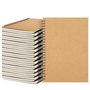 MIVIDE 24 Pack A5 Bulk Spiral Notebooks with Kraft Cover 83 x 58 Inch 60 Pages Hardcover Spiral Lined Notebook Journal Lined Travel Bulk Writing Paper Notebook for School Business Office Supplies