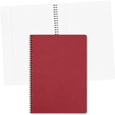 Clairefontaine 781452C Age Bag Collection A Red Spiral Notebook A4 21x297 cm 100 Lined Pages with Margin White Paper 90 g Glossy Card Cover Leather Grain