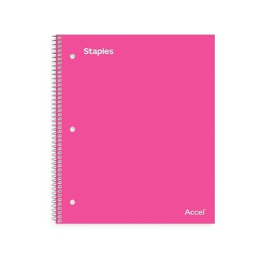 STAPLES Durable Poly Cover 1Subject Notebook 85 x 11 College Ruled Pink