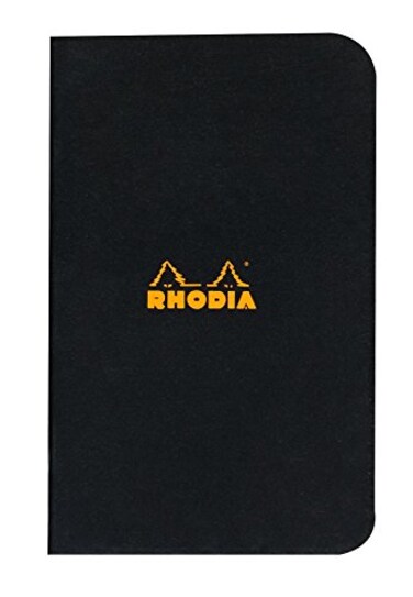 Rhodia Slim Staplebound Notebooks Graph 48 sheets 3 x 4 34 in Black cover