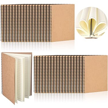 Leinuosen 36 Packs A5 Spiral Notebook Hardcover Ruled Notebooks Soft Cover Spiral Journal College Writing Subject Lined Notebook 55 x 83 Inch 50 Sheets 100 Pages Lined Paper for Office School Brown