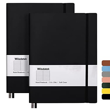 Wiisdatek B5 College Ruled Notebooks 2 Pack B5 Large Journal Notebooks with 376 Numbered Pages100gsm Thick Lined PaperSoft PU Leather Cover76 X 10 inchBLACK