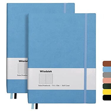Wiisdatek B5 College Ruled Notebooks 2 Pack B5 Large Journal Notebooks with 376 Numbered Pages100gsm Thick Lined PaperSoft PU Leather Cover76 X 10 inchBLUE