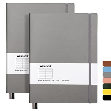 Wiisdatek B5 College Ruled Notebooks 2 Pack B5 Large Journal Notebooks with 376 Numbered Pages100gsm Thick Lined PaperSoft PU Leather Cover76 X 10 inchGRAY