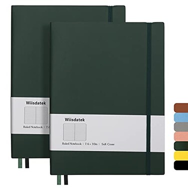Wiisdatek B5 College Ruled Notebooks 2 Pack B5 Large Journal Notebooks with 376 Numbered Pages100gsm Thick Lined PaperSoft PU Leather Cover76 X 10 inchGREEN