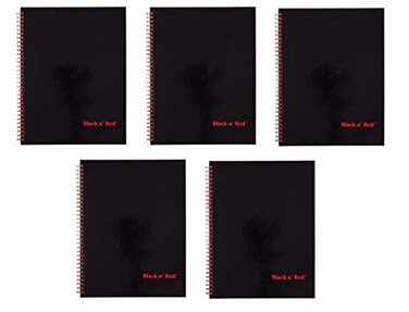 Black n' Black n Red Twin Wire Hardcover Notebook 11 x 812 BlackRed 70 Ruled Sheets Sold as 5 Pack K67030