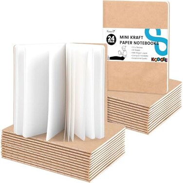 Koogel 24PCS Mini Notebooks Bulk 35 x 5 Inch Small Blank Pocket Notebooks Memo Pad Tiny Journal Sketch Note Book Bulk for School Students Office Home Travel Supplies 30 Sheets60 Pages