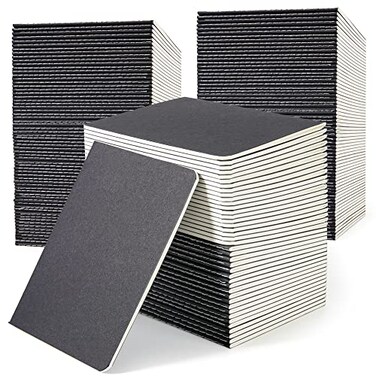 feela 170 Pack Blank Kraft Notebooks Unlined Sketchbook Mini Cute Note Pad for Drawing Writing Journal Bulk For Kids Students Office School Supplies A6 48 Pages 425 X 55 Black