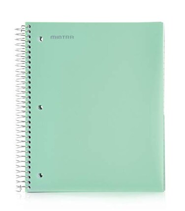 Mintra Office Durable Spiral Notebooks 5 Subject Sage Green Wide Ruled 1pk