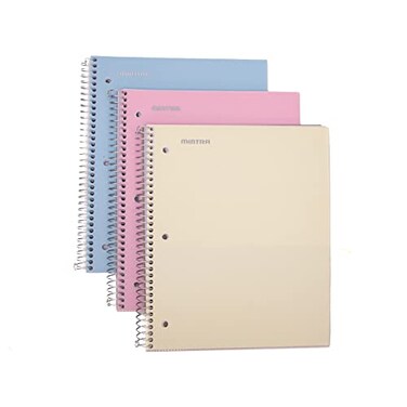 Mintra Office Durable Spiral Notebooks 3 Subject Arctic Ice Sun Yellow Spring Pink Wide Ruled 3pk