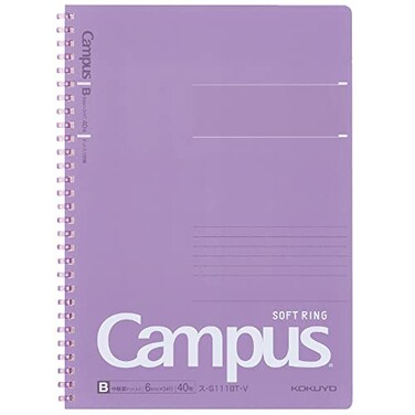 KOKUYO Spiral Lined Notebook 10 x 7 Pastel Journal B5 Campus Soft Ring Notebooks with Dot 6 mm Ruled 40 Sheets Purple 1 Subject Notebook Note Taking for School Japan Import SUS111BTV