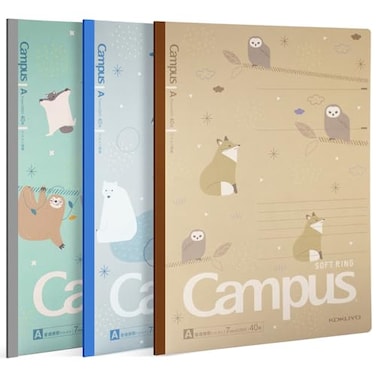 KOKUYO Composition Notebooks 3 Pack Campus B5 Comp Book with Dotted College Ruled 40 Sheets School Lined Notebook in Mofu Animal Cute Journal for Women Girls Work Study Note Taking
