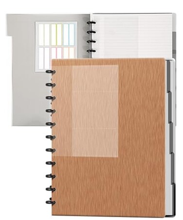 Yoment Discbound Notebook Refillable 5 Subject Notebook 86 x 12 Customizable Spiral Journal with Removable Pages 120 Disc Planner with Dividers 12 Tabs for Work Meeting School