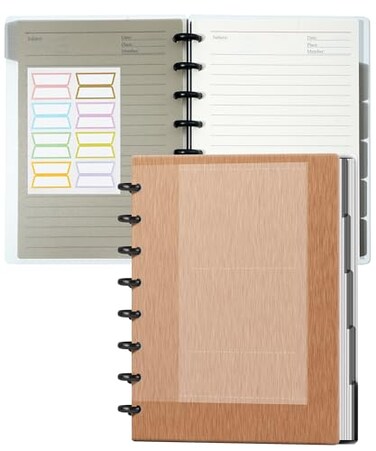 Yoment Discbound Notebook Customizable Spiral Journal Refillable 5 Subject Notebook with Removable Pages 120 Wide Ruled Disc Planner with 6 Binder Dividers 16 Tabs for Work Meeting School