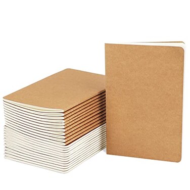 EUSOAR Kraft Subject Notebook Journals 24 Pack A5 55 x 83 60 Pages Kraft Brown Softcover Lined Notebooks Travel Journal Notebook Notepad Set Bulk Students Office Writing Diary Paper