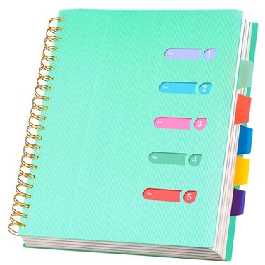 Yoment 5 Subject Notebook 85 x 11 Large Spiral Notebook with Dividers 240 Pages Office Notebooks for Work Multi Subject Notebook with 5 Tabs Professional Organizer Notebooks for Note Taking School Gre