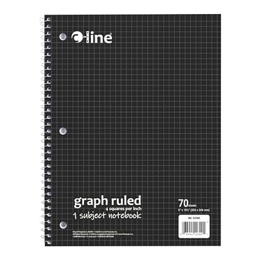 C-Line CLine 1Subject Notebook Graph Ruled4 x 4 Black 22300