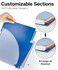 Dunwell 3Subject Spiral Notebook College Ruled 85x11 Blue 150 Sheets 300 Pages Tabs Colorful Movable Divider Pockets Fit 85 x 11 Content FrontBack Plastic Covers 3Hole Perforated Pages