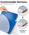 Dunwell 5Subject Spiral Notebook College Ruled Blue Colorful Movable Pocket Dividers with Tabs FrontBack Plastic Covers 200 Sheets 400 Pages of 3Hole Punch Perforated 85x11 Paper