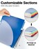 Dunwell 5Subject Spiral Notebook College Ruled Blue Colorful Movable Pocket Dividers with Tabs FrontBack Plastic Covers 200 Sheets 400 Pages of 3Hole Punch Perforated 85x11 Paper