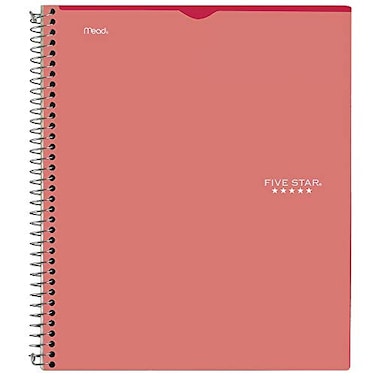 Five Star Interactive Notetaking 1 Subject College Ruled Spiral Notebook 100 Sheets 11 x 812 Customizable Red 06374AB2