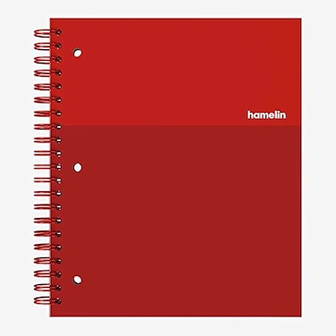 Hamelin College Ruled Notebook Journal 85inx11in Spiral bound Hardcover 1 Subject Notebook 75shts150 Pages RUBY Red