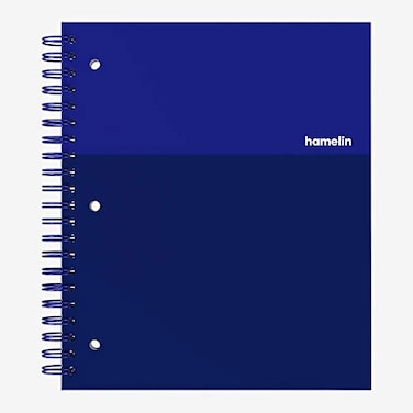 Hamelin College Ruled NotebookJournal 85inx11in Spiral bound Hardcover 1 Subject Notebook 75shts150 Pages ELECTRIC Blue
