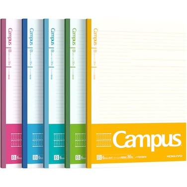 KOKUYO Campus Notebook for Science Subjects Dot B 6mm Ruled SemiB5 30 Sheets 35 Lines Pack of 5 5 Colors NOF3CBKNX5