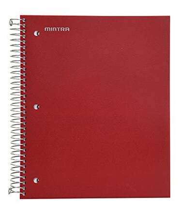 Mintra Office Durable Spiral Notebooks 5 Subject Chili Oil College Ruled 1pk