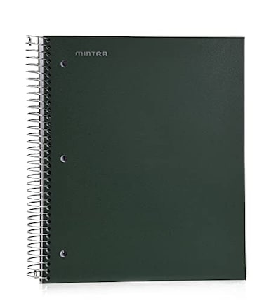 Mintra Office Durable Spiral Notebooks 5 Subject Green Olive College Ruled 1pk