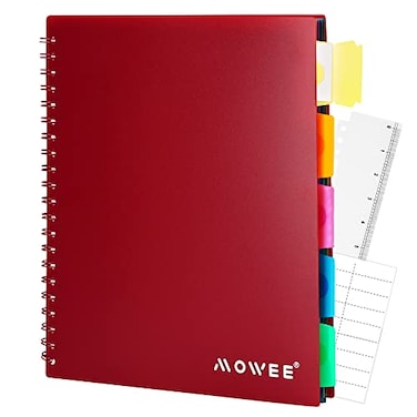 MOWEE Spiral Notebook 5 Subject Notebook College Ruled Notebook With Dividers Pocket Tabs Label 11 Ruler 100 Sheets of 200 Pages for Writing Journal Home Office School Supplies