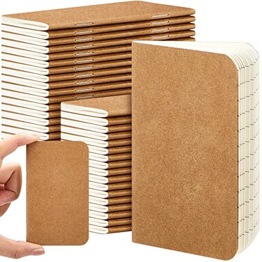 Outus 36 Pcs Pocket Notebook Mini Journal 25 x 4 Kraft Paper Mini Notepad Bulk Softcover Pocket Notepad Memo Diary Subject Notebooks for Student Travel School BrownBlank Cover