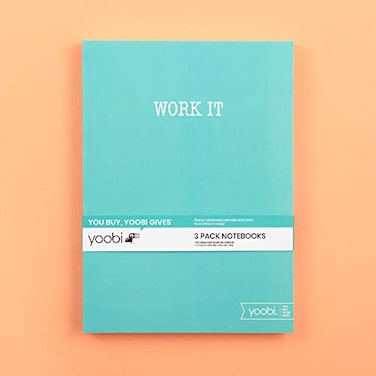 Yoobi Notebook with Printed Cover 60 College Ruled Sheets Mint Multicolor Pack of 3 YOOB4192675