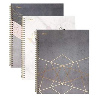 Mead Spiral Notebooks 1 Subject College Ruled Paper 80 Sheets Modern Chic 3 Pack 38196