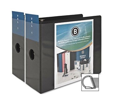 Business Source 2 PackOffice Binder 5Inch Slant DRing View Binder Black BSN28451