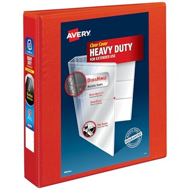 Avery Heavy Duty View 3 Ring Binder 15 One Touch EZD Ring 12 Red Binders 79171