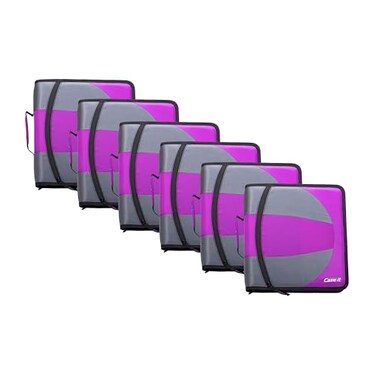 Case it Caseit The Dual 2in1 Zipper Binder Two 15Inch DRings 600 Sheet Capacity Pencil Pouch Multiple Pockets School Office Organizer with Shoulder Strap Dual101 Deep Purple 6 Pack