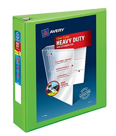 Avery HeavyDuty View 3 Ring Binder 2 One Touch EZD Rings 1 Chartreuse Binder 79776
