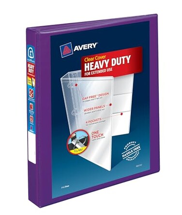 Avery R HeavyDuty View 3 Ring Binder 1 OneTouch EZDR Rings 1 Purple Binder 79771