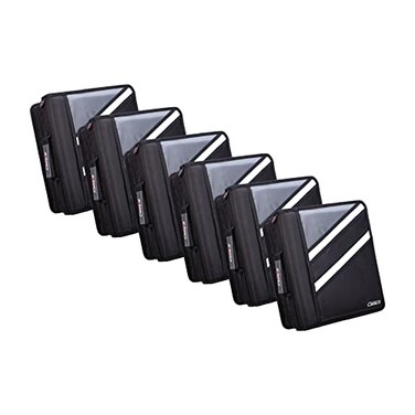 Case it Caseit The Z Shape Zipper Binder Two Binders in One Double Sided 15 Inch DRing Multiple Pockets 500 Page Capacity Comes with Shoulder Strap Jet Black Z176 6 Pack